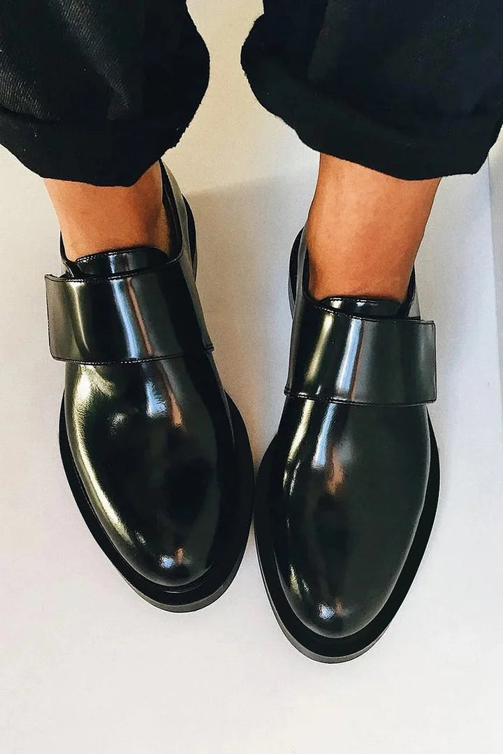 Everly & Rose | Elegant Glossy Loafers with Strap for a Flawless Style