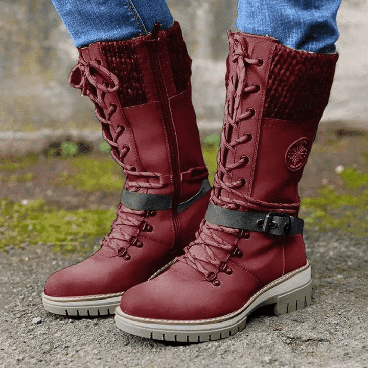 FrostLuxe | Waterproof Mid-Calf Lace-Up Boots