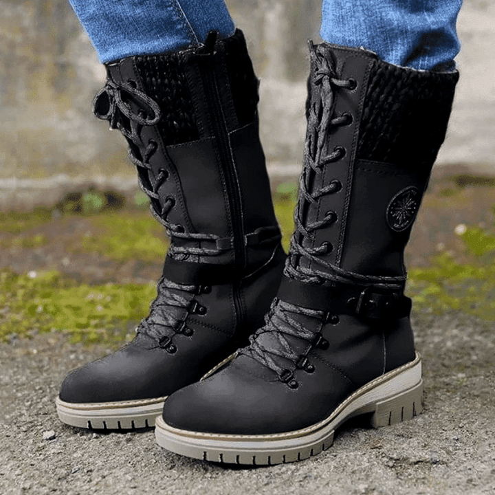 FrostLuxe | Waterproof Mid-Calf Lace-Up Boots