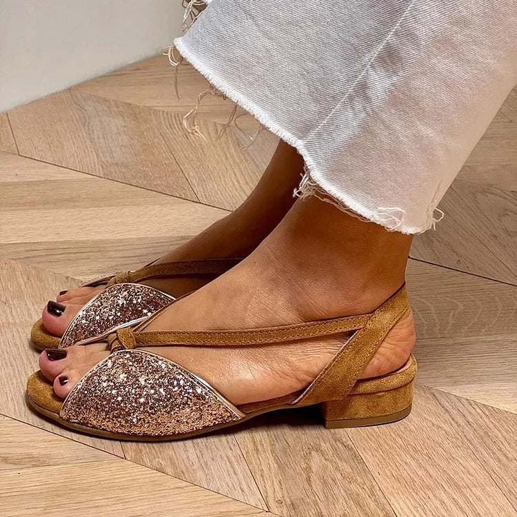 Everly & Rose | Elegant Glitter Sandals with Low Sole for a Chic and Comfortable Look
