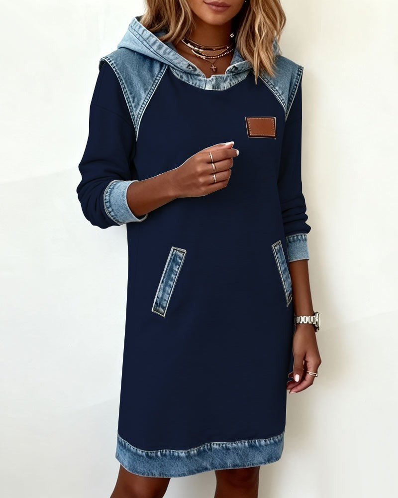 Julia | Hooded Dress with Denim Inserts