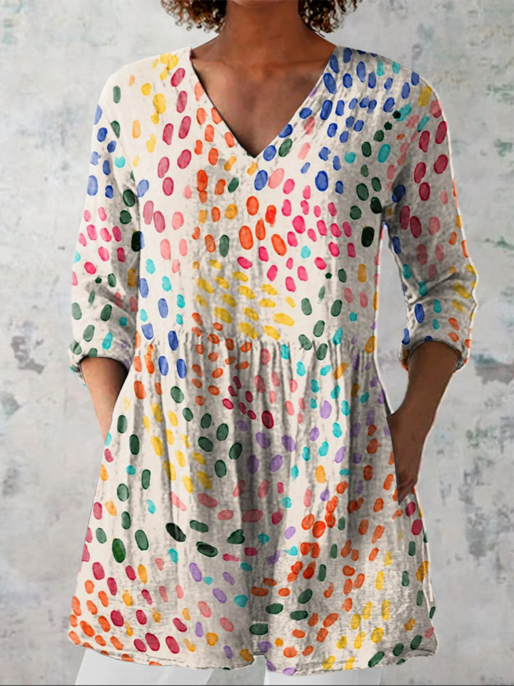 Polka Dot Linen Tunic – Playful Vintage