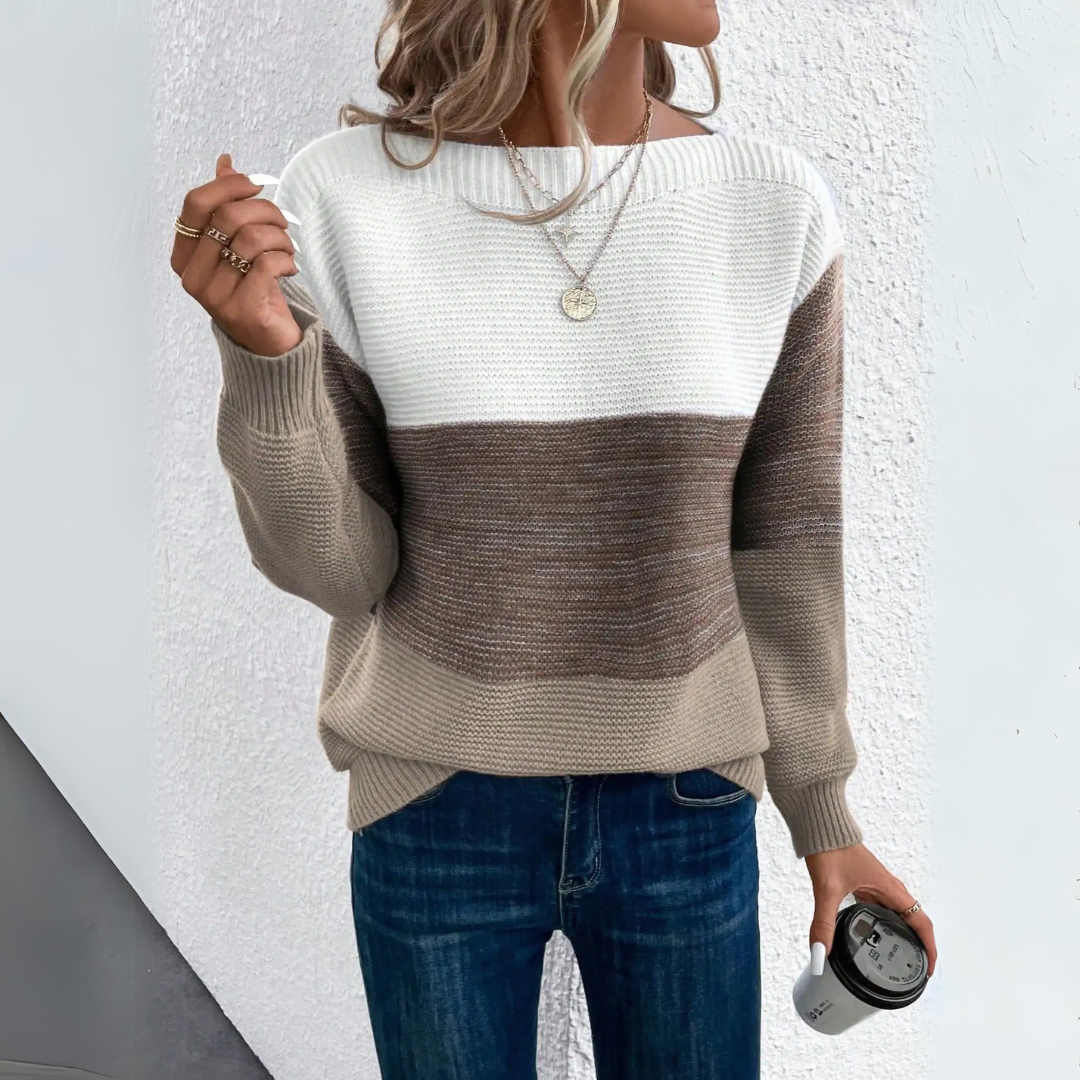 Brooklyn | Elegant Three-Color Patchwork Sweater