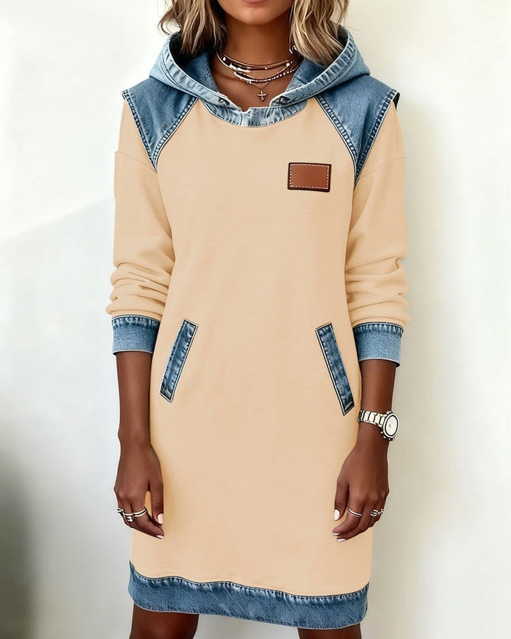 Julia | Hooded Dress with Denim Inserts
