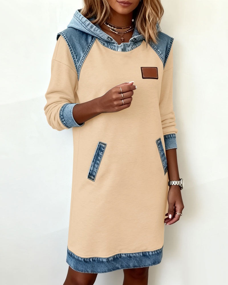 Julia | Hooded Dress with Denim Inserts