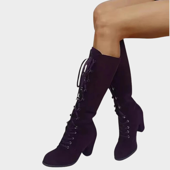 Selene™ | Lace-Up High Heel Suede Boots