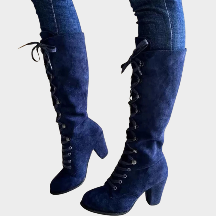 Selene™ | Lace-Up High Heel Suede Boots