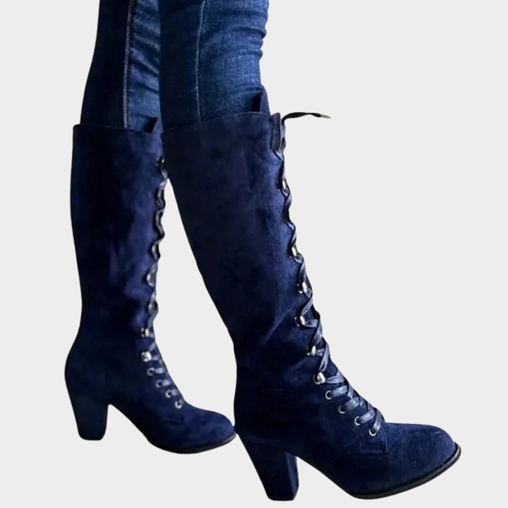 Selene™ | Lace-Up High Heel Suede Boots