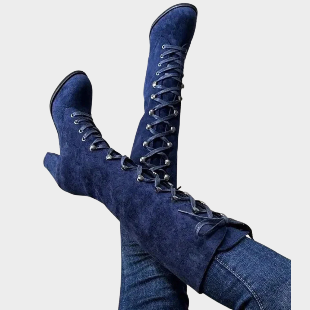 Selene™ | Lace-Up High Heel Suede Boots