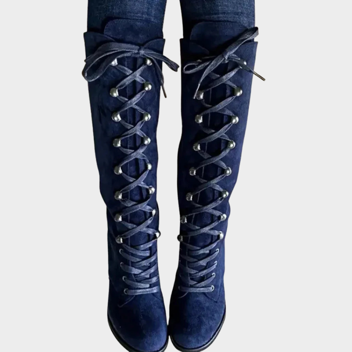Selene™ | Lace-Up High Heel Suede Boots