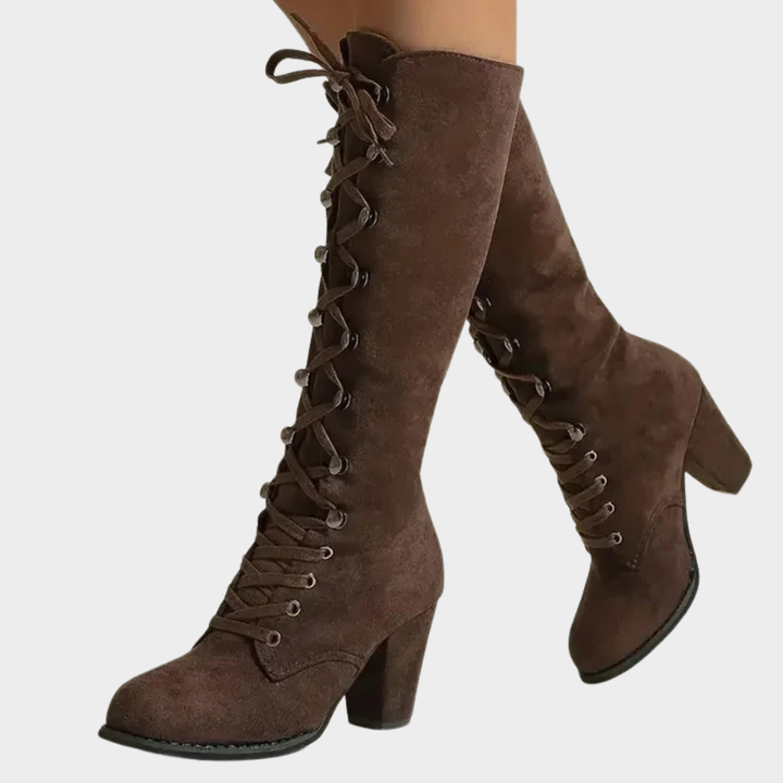 Selene™ | Lace-Up High Heel Suede Boots