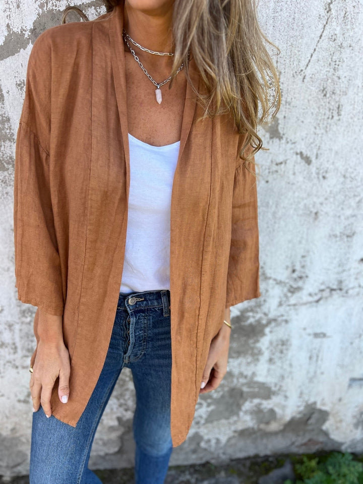 Mila | Knit Sweater in Linen with Ruffles