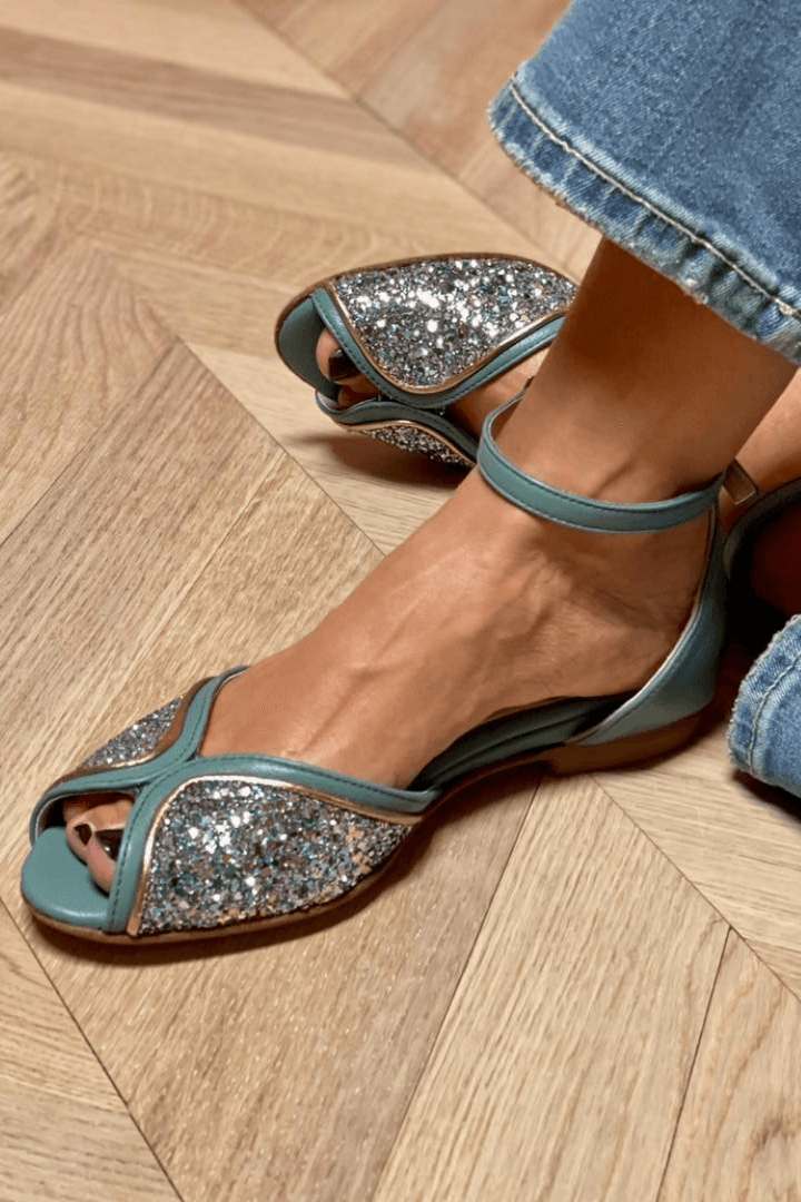 Everly & Rose | Elegant Low Glitter Sandals Perfect for Any Occasion