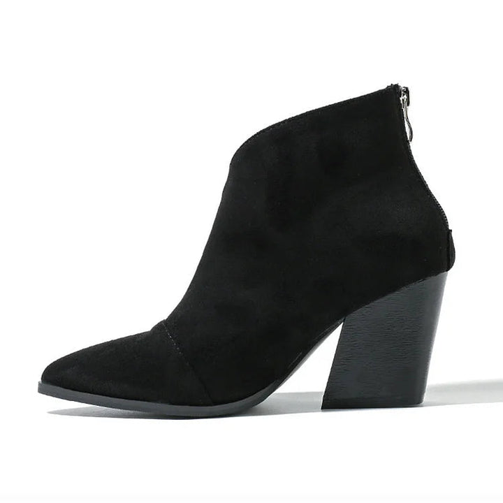 POINTED ANKLE BOOT WITH SUEDE EFFECT