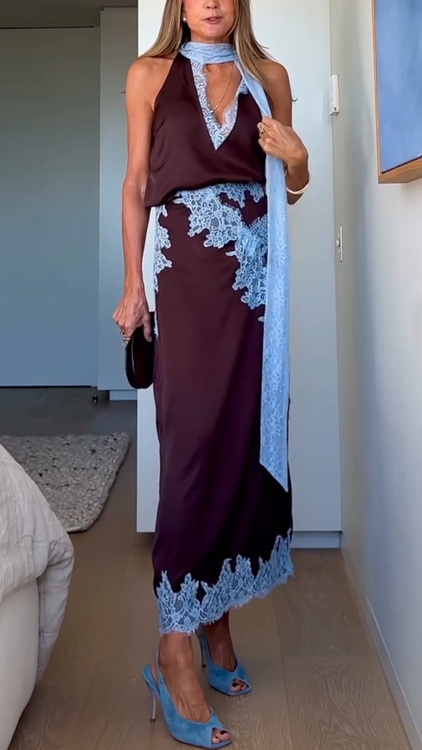 Mabel™ | Elegant Lace Panel Top & Skirt Set