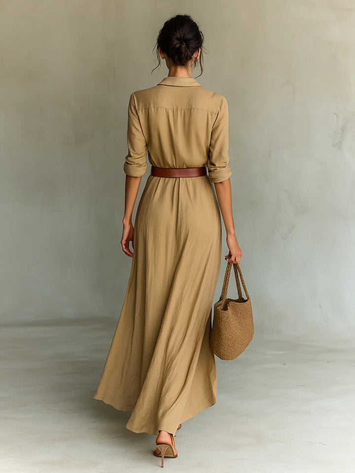 Katrina™ | Belted Maxi Shirt Dress