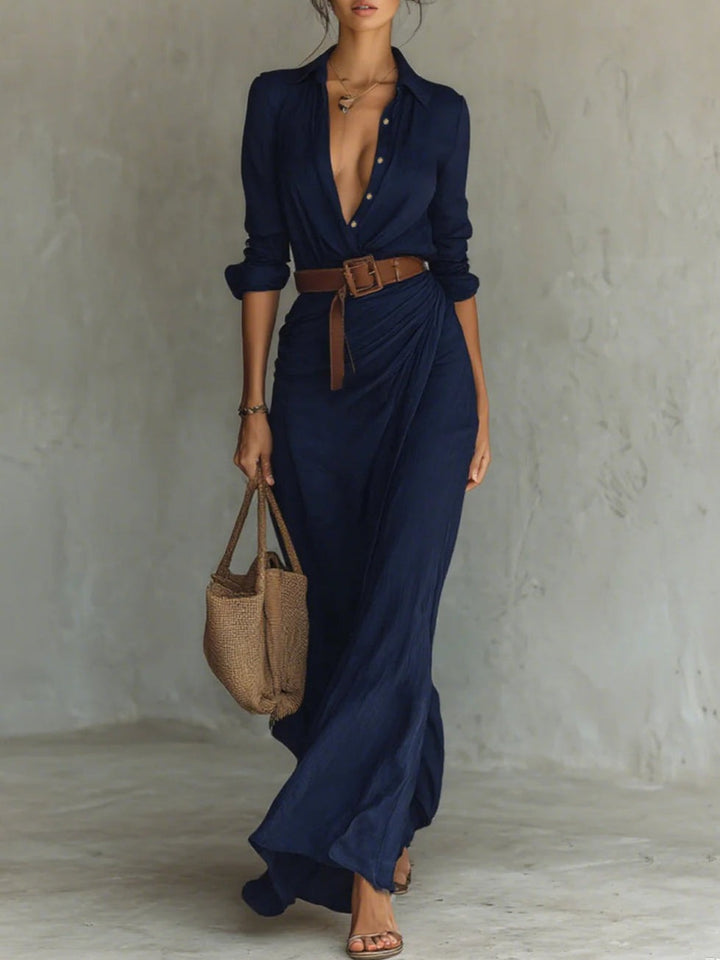 Katrina™ | Belted Maxi Shirt Dress