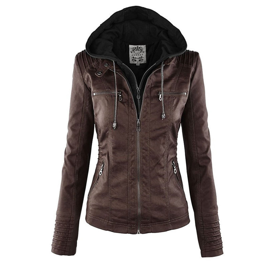 Rose | Fashion Leather Jacket with Hood