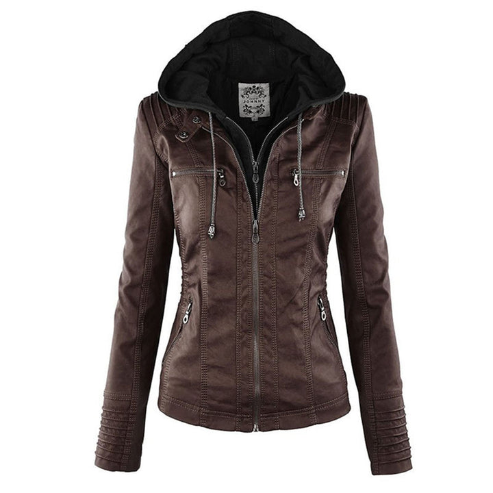Rose | Fashion Leather Jacket with Hood
