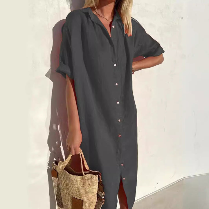Amber | Women's Casual Cotton Linen Shirt Dress
