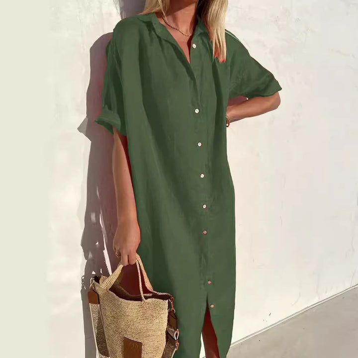 Amber | Women's Casual Cotton Linen Shirt Dress
