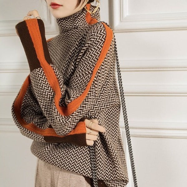 Rose | Turtleneck with striking contrasting stripes