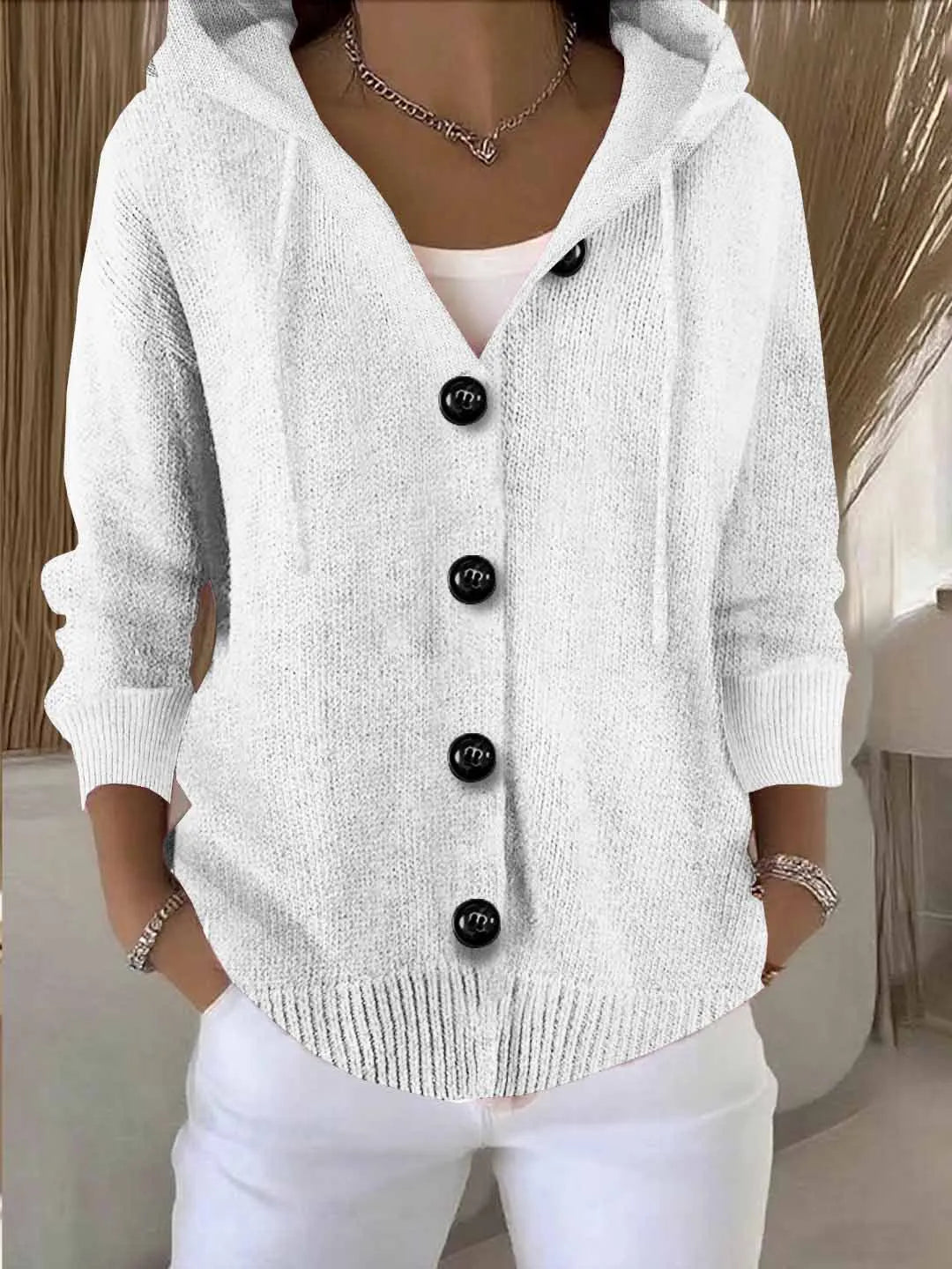 Valestra – Hooded Button Knit Cardigan