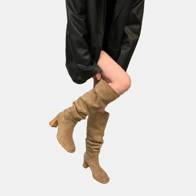 Evie | Pointed-Toe Suede Block Heels