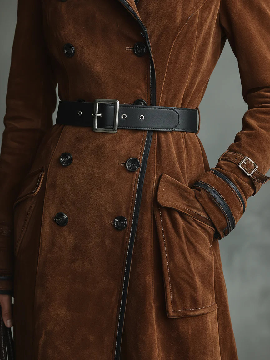 Renée™ | Long Suede Trench Coat