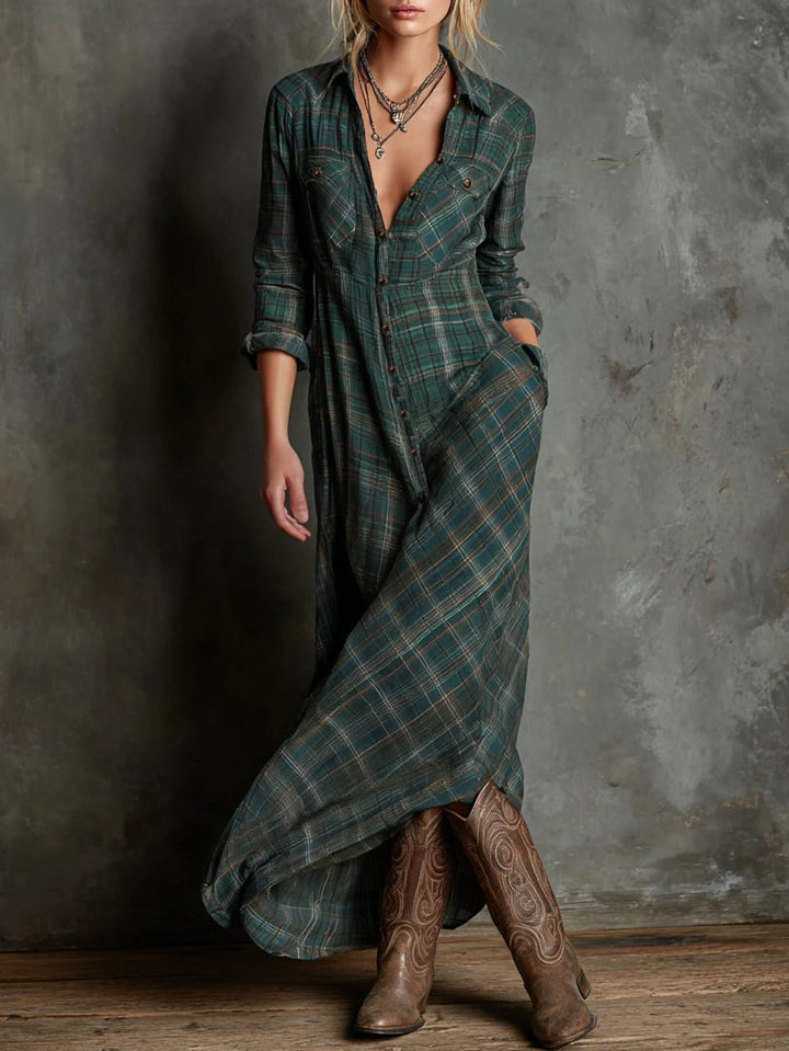 Faye™ | Plaid Maxi Shirt Dress