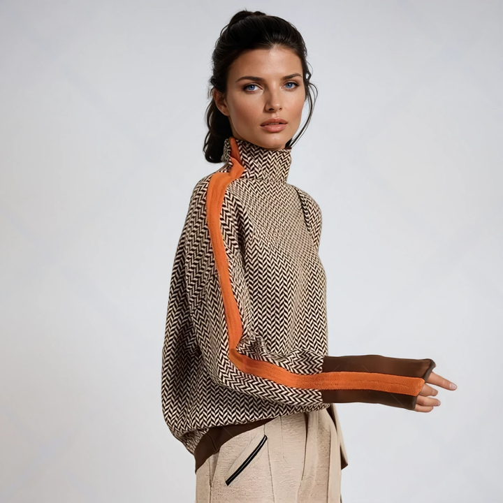 Rose | Turtleneck with striking contrasting stripes