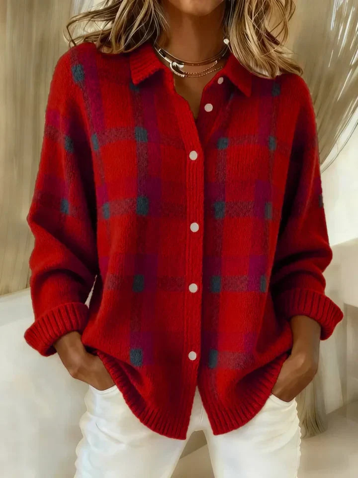 Arlisset | Retro Contrast Plaid Sweater