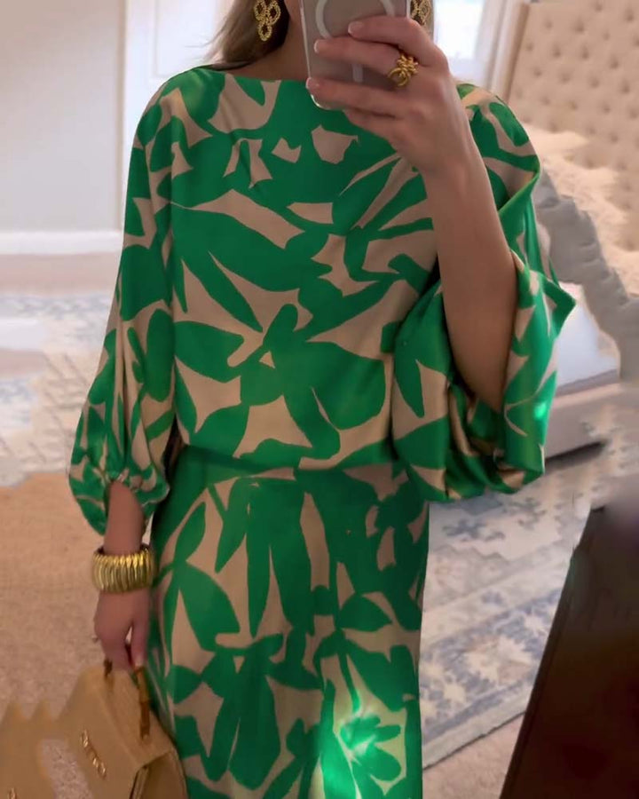 Ashley™ | Two-Piece Printed Set with Lantern Sleeves