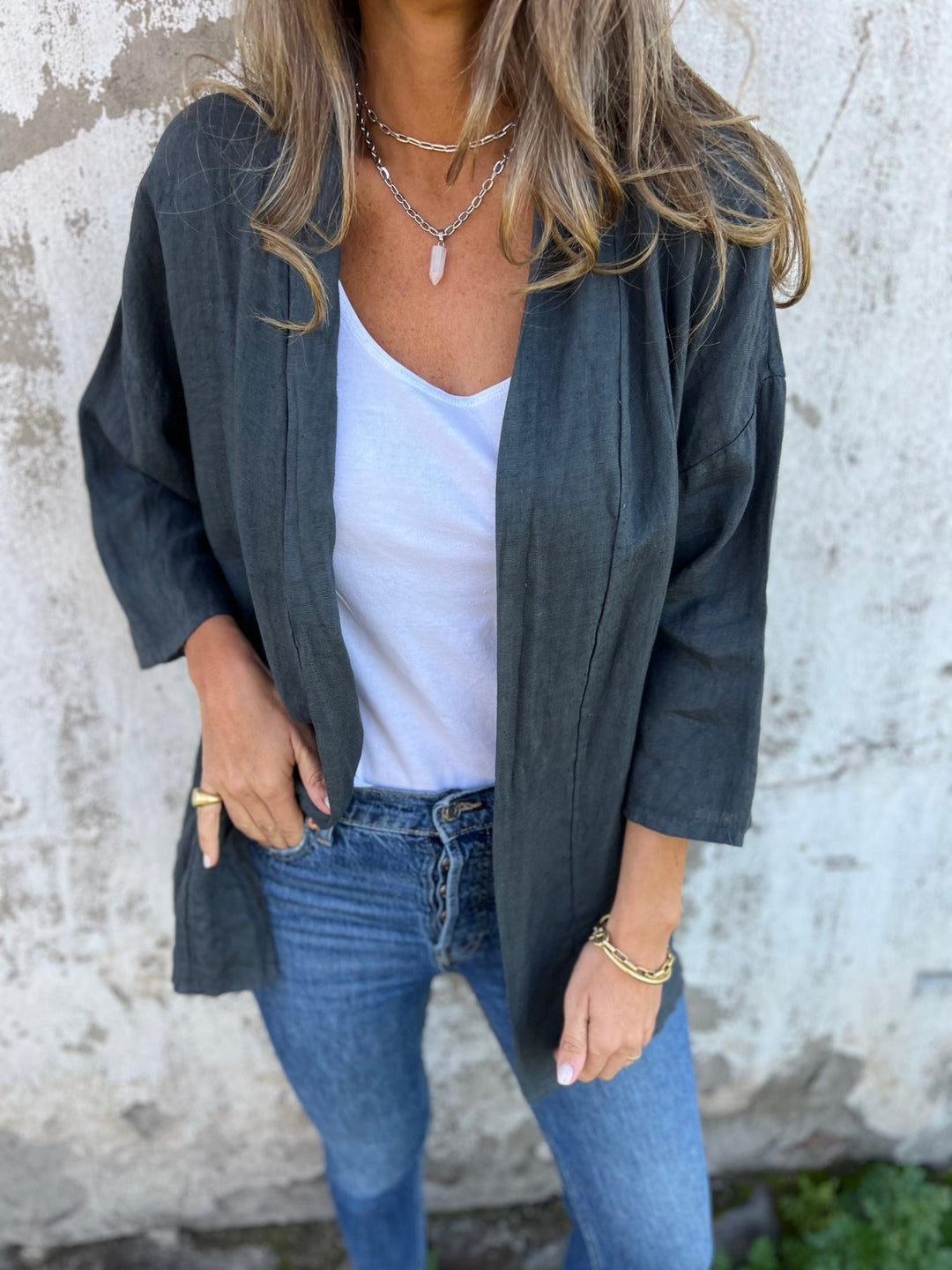 Mila | Knit Sweater in Linen with Ruffles